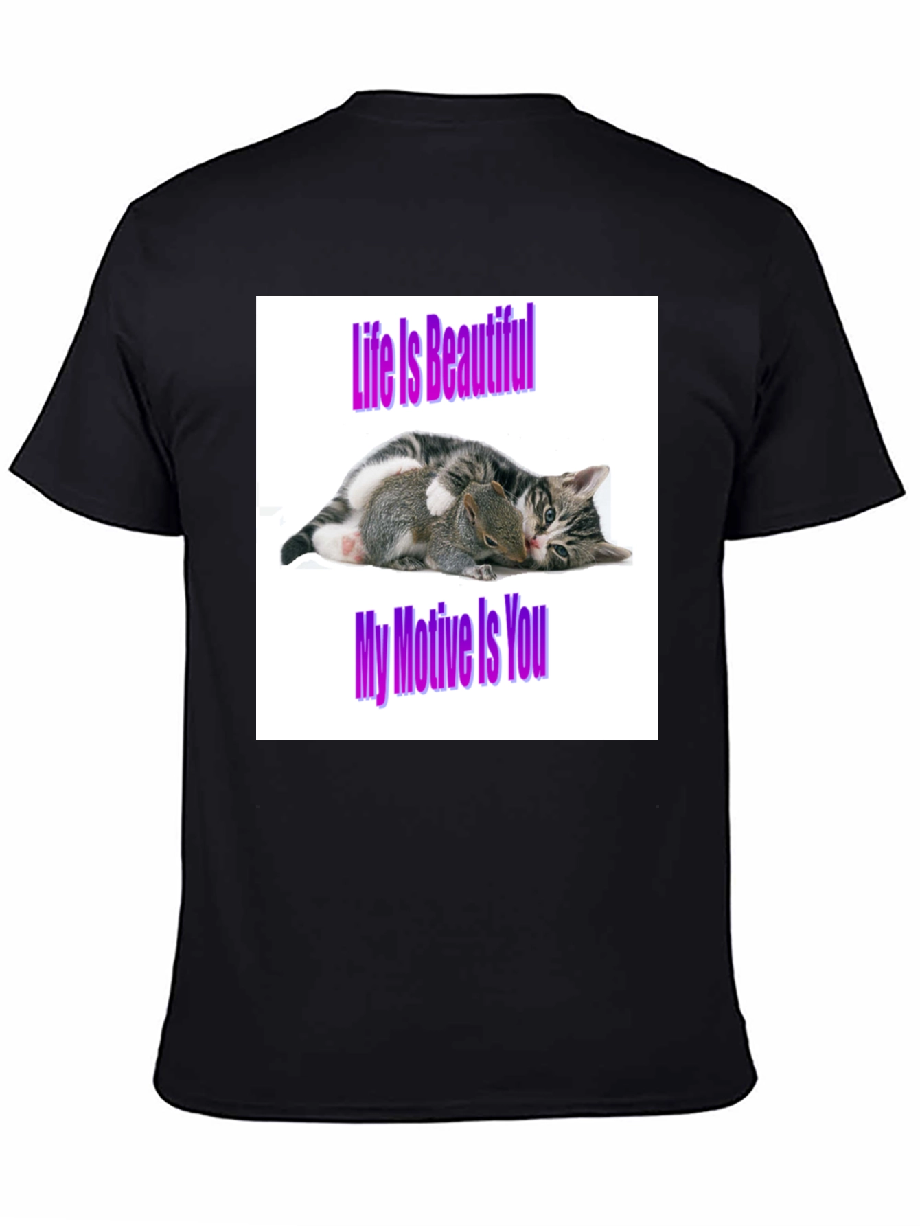 Life is Beautiful Cat & Squirrel Graphic Tee