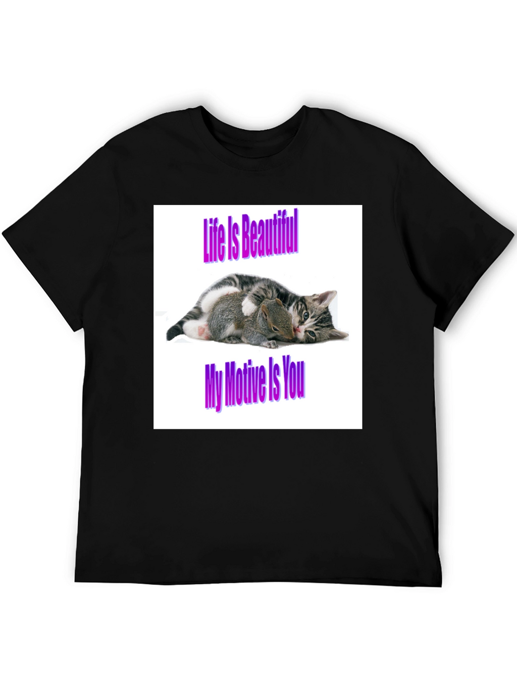 Life is Beautiful Cat & Squirrel Graphic Tee