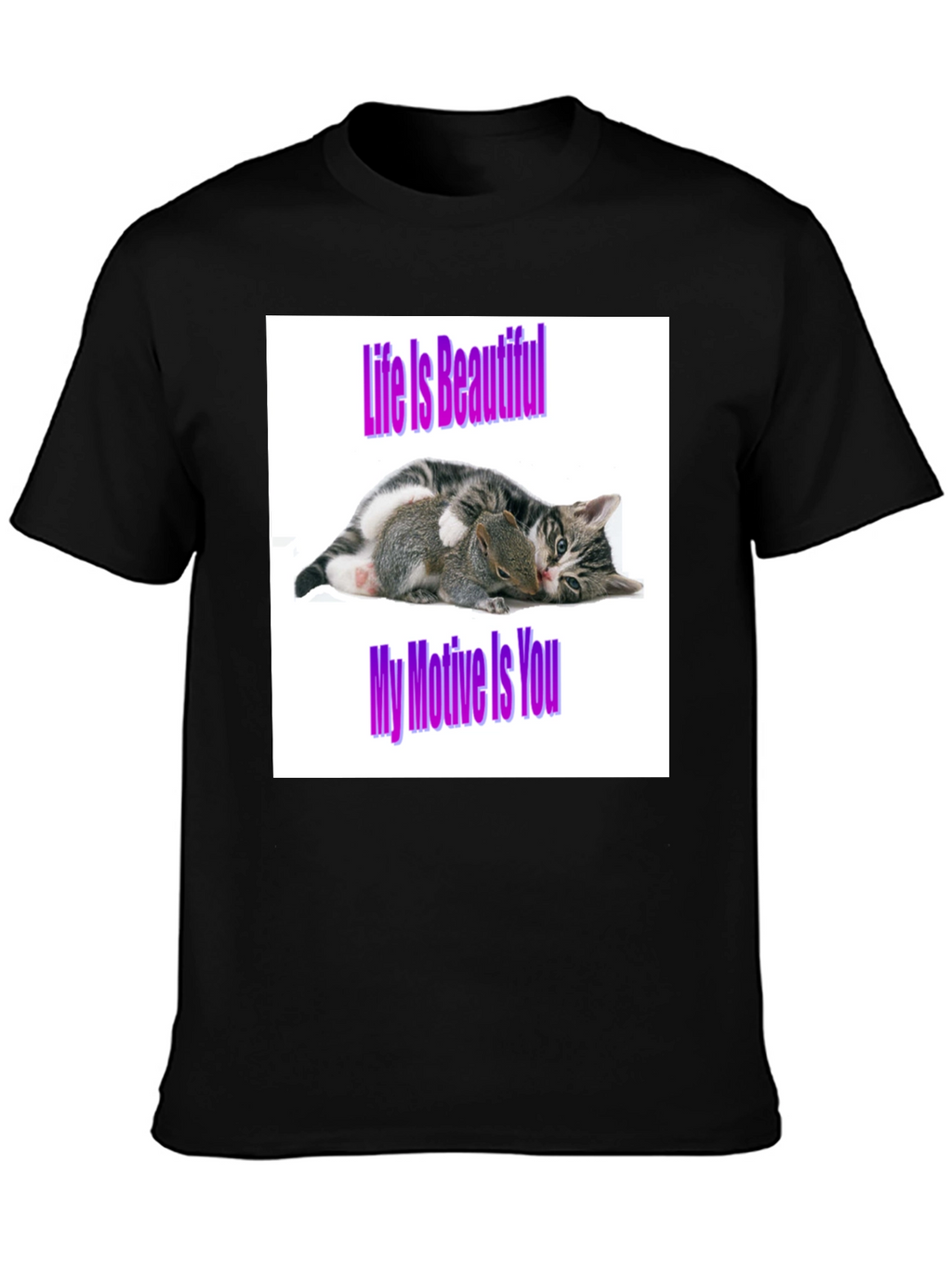 Life is Beautiful Cat & Squirrel Graphic Tee