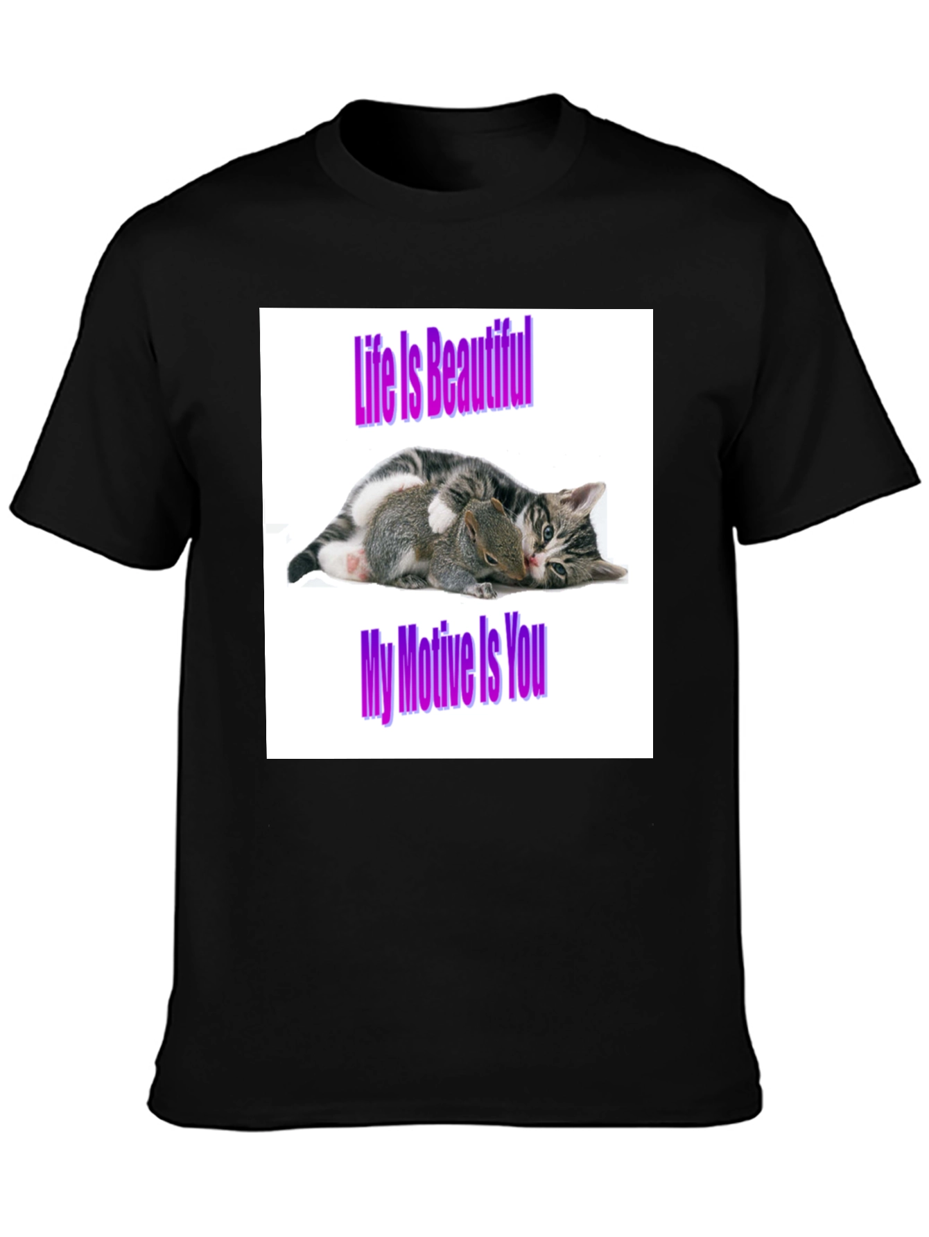 Life is Beautiful Cat & Squirrel Graphic Tee