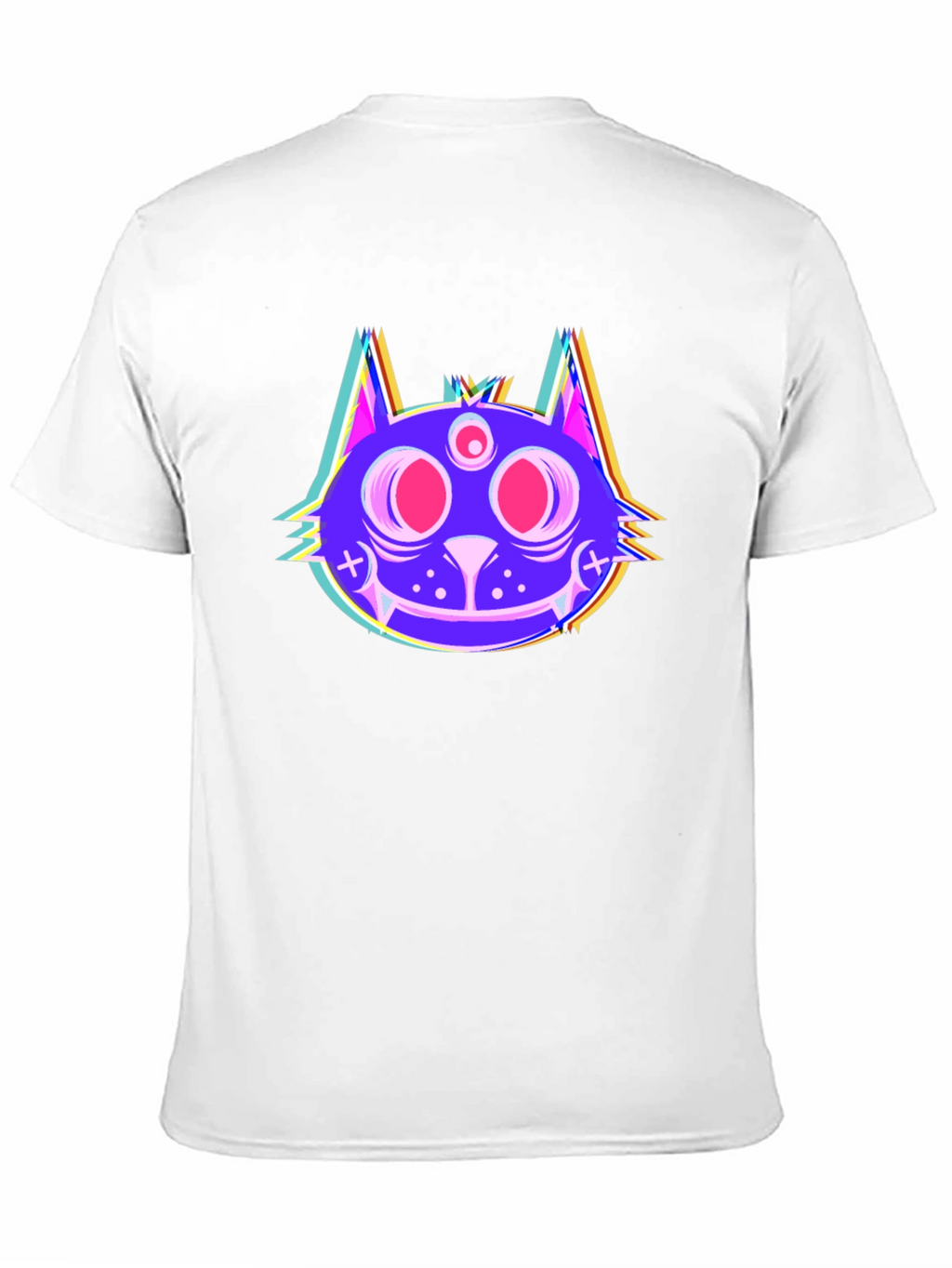Psychedelic Cat Head Black T-Shirt