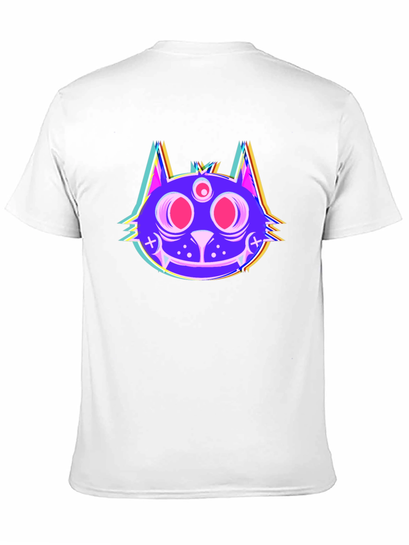 Psychedelic Cat Head Black T-Shirt