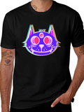 Psychedelic Cat Head Black T-Shirt