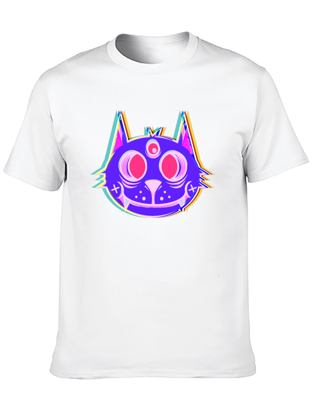 Psychedelic Cat Head Black T-Shirt