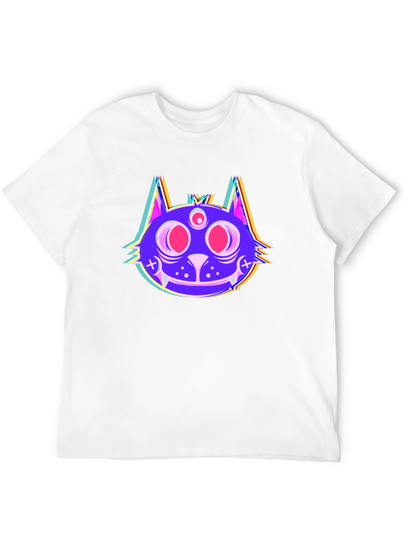 Psychedelic Cat Head Black T-Shirt