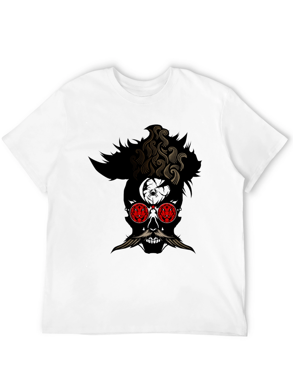 Skull with Mustache Graphic Tee - Mens Black T-Shirt
