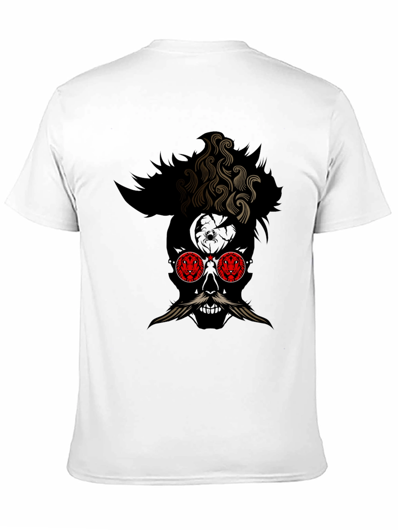 Skull with Mustache Graphic Tee - Mens Black T-Shirt