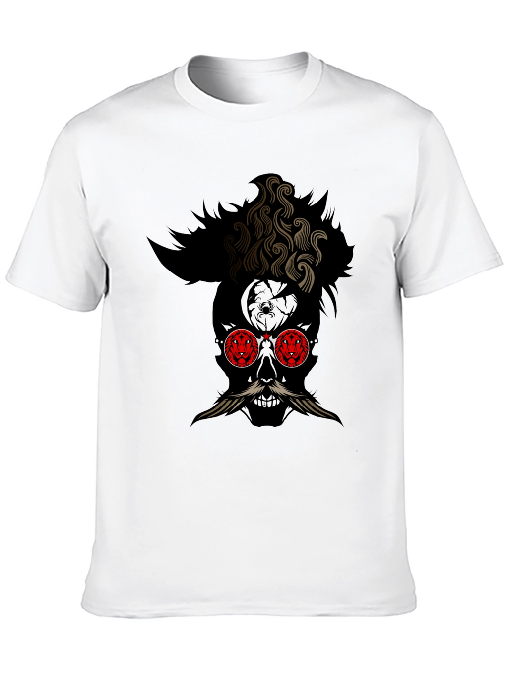 Skull with Mustache Graphic Tee - Mens Black T-Shirt