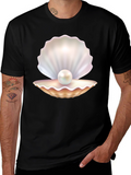 Pearl Oyster Graphic Tee - Black Cotton Blend