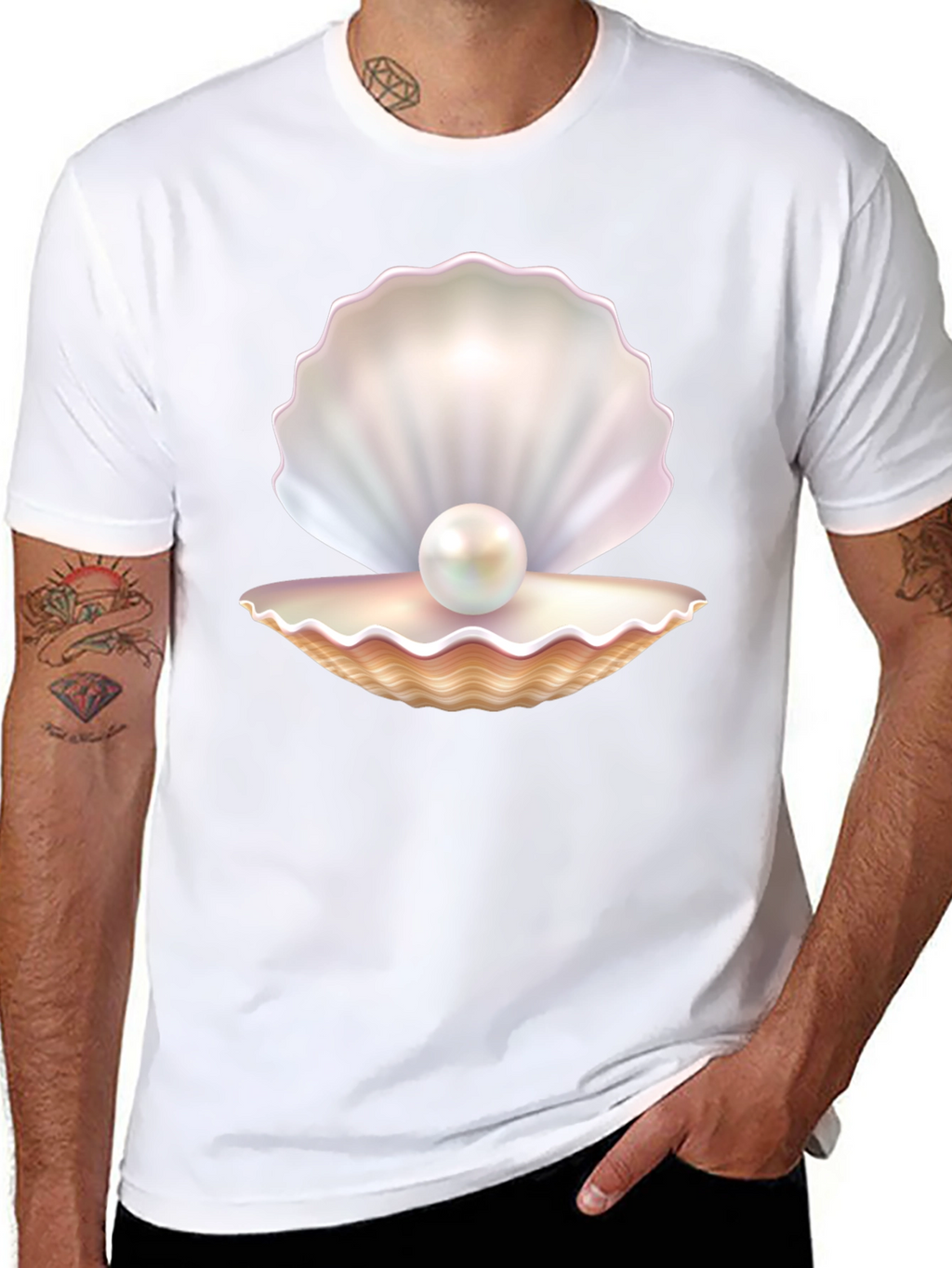 Pearl Oyster Graphic Tee - Black Cotton Blend