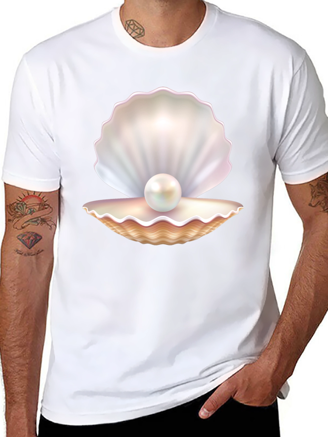 Pearl Oyster Graphic Tee - Black Cotton Blend