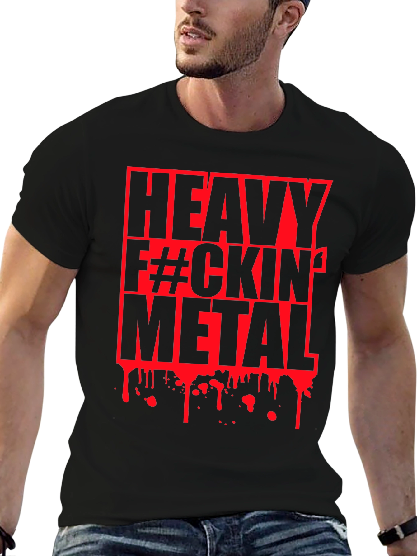 Heavy F#CKIN Metal Graphic T-Shirt - Black