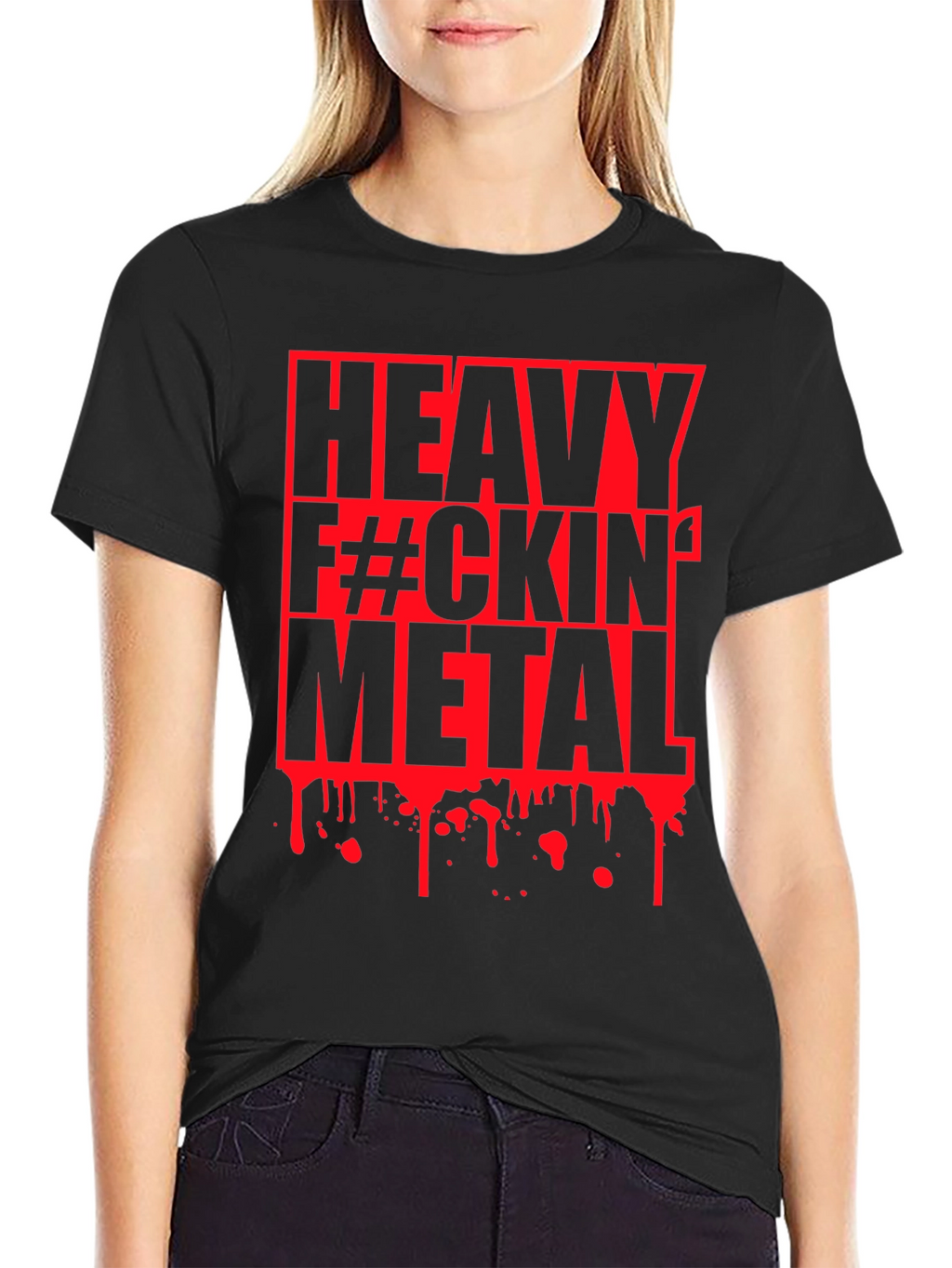 Heavy F#CKIN Metal Graphic T-Shirt - Black