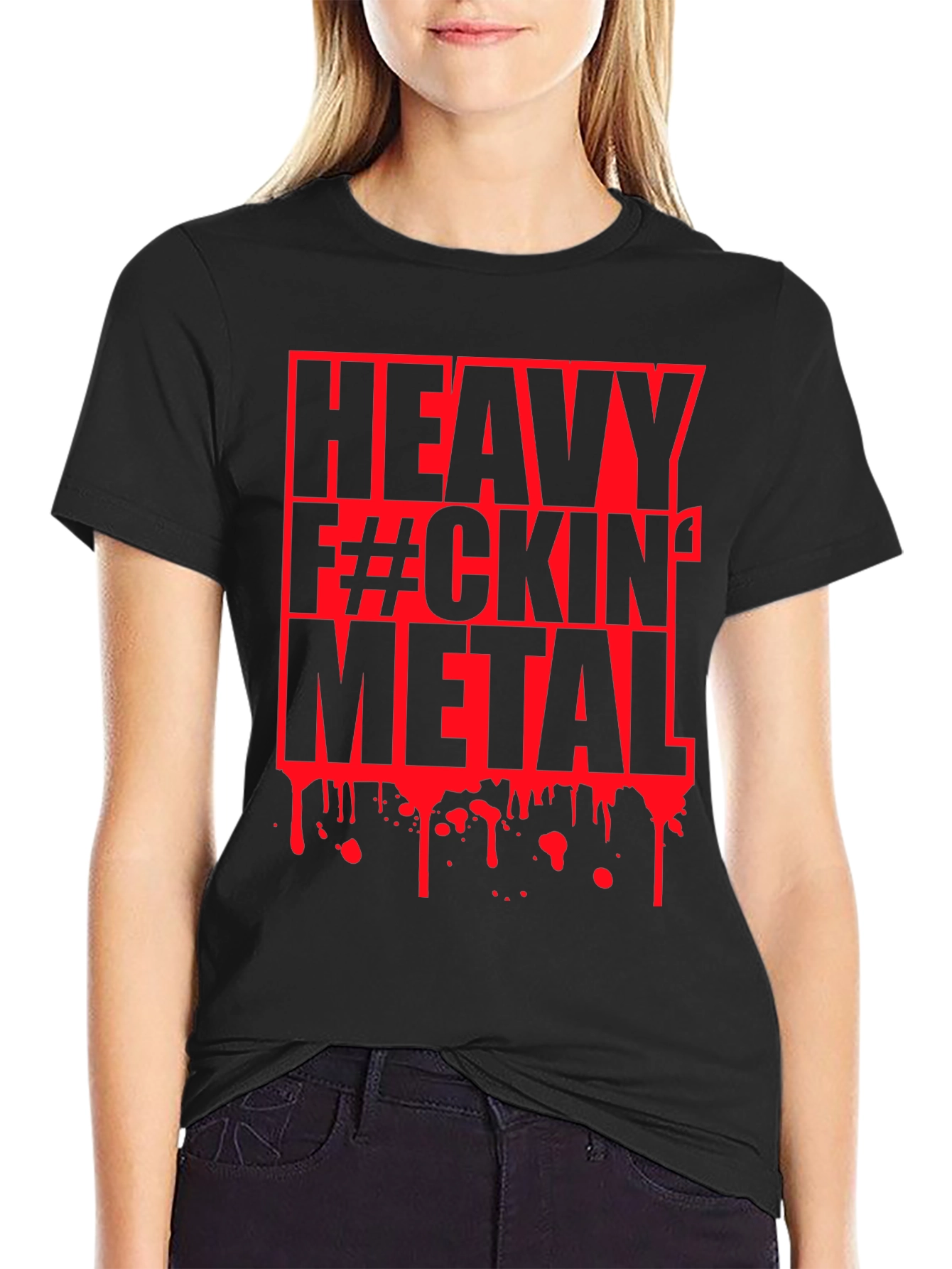 Heavy F#CKIN Metal Graphic T-Shirt - Black