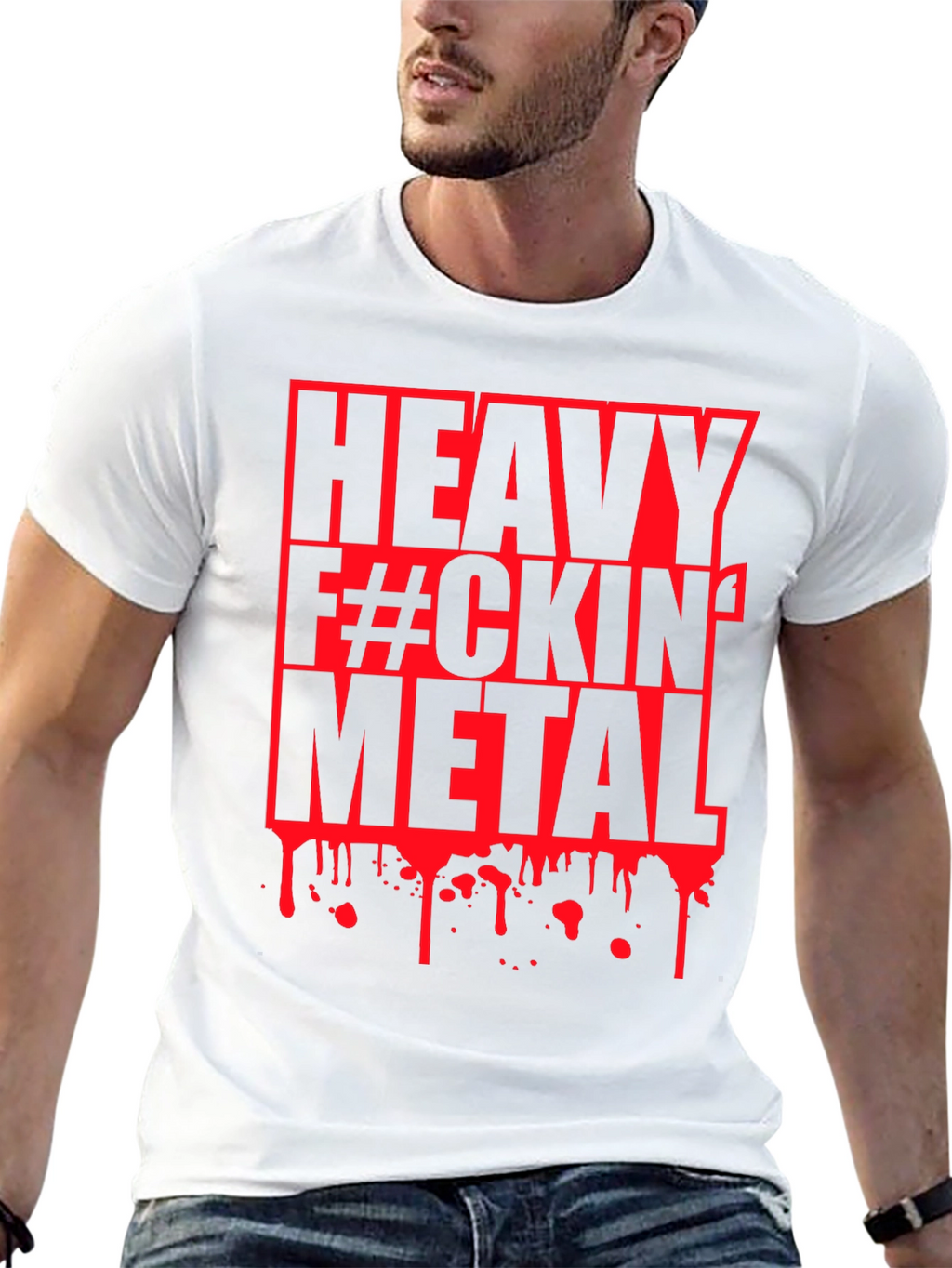 Heavy F#CKIN Metal Graphic T-Shirt - Black