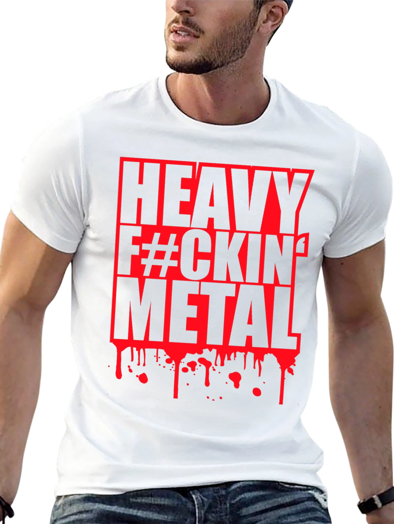 Heavy F#CKIN Metal Graphic T-Shirt - Black