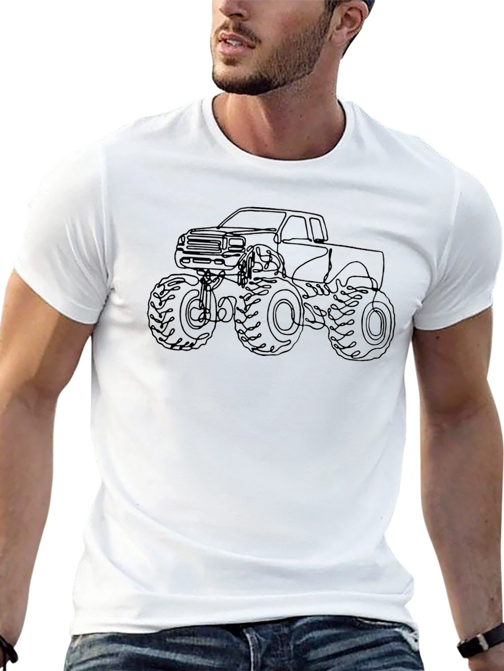 Monster Truck Outline Graphic Tee - Black