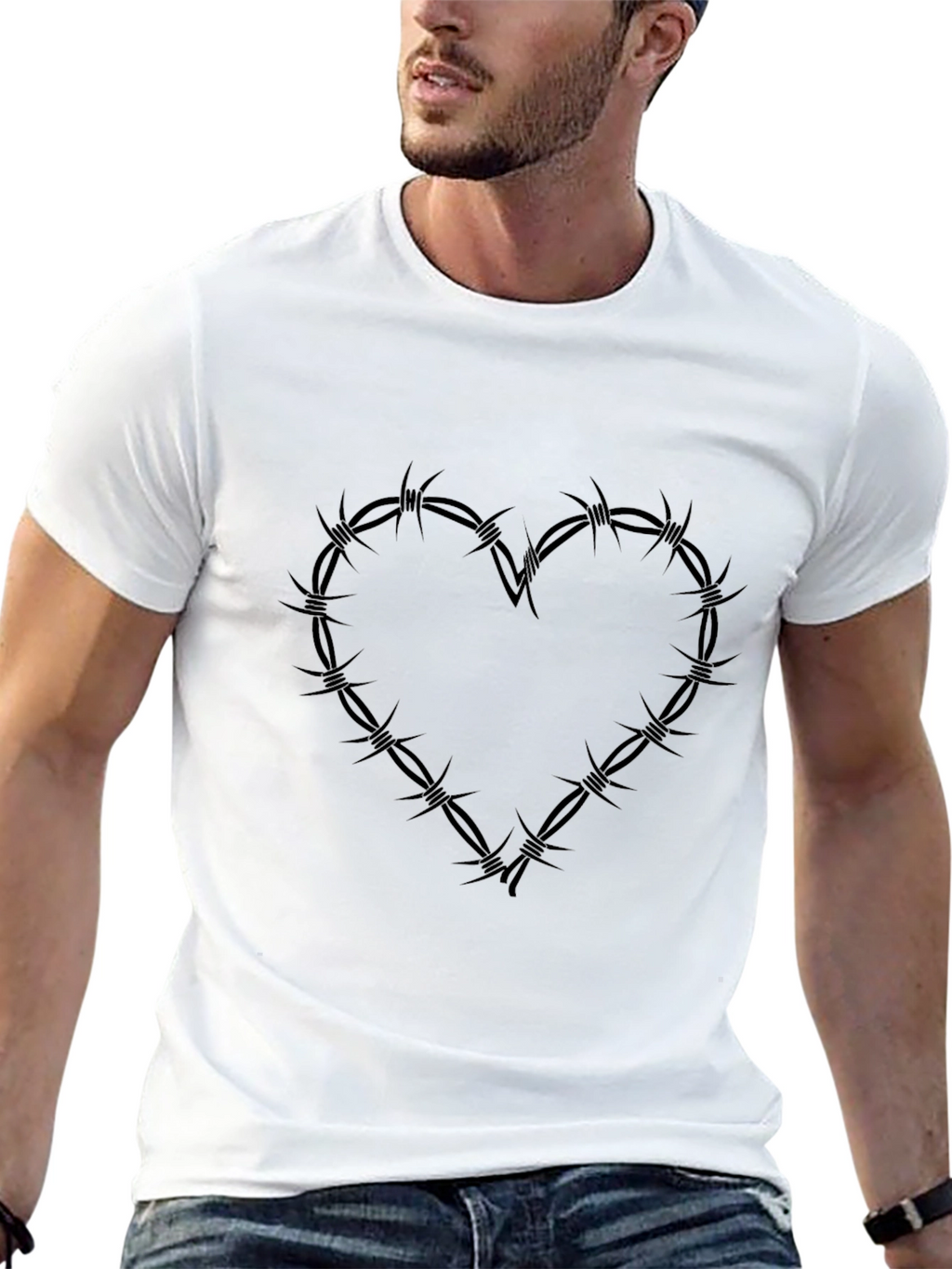 Edgy Heart Barbed Wire Graphic T-Shirt