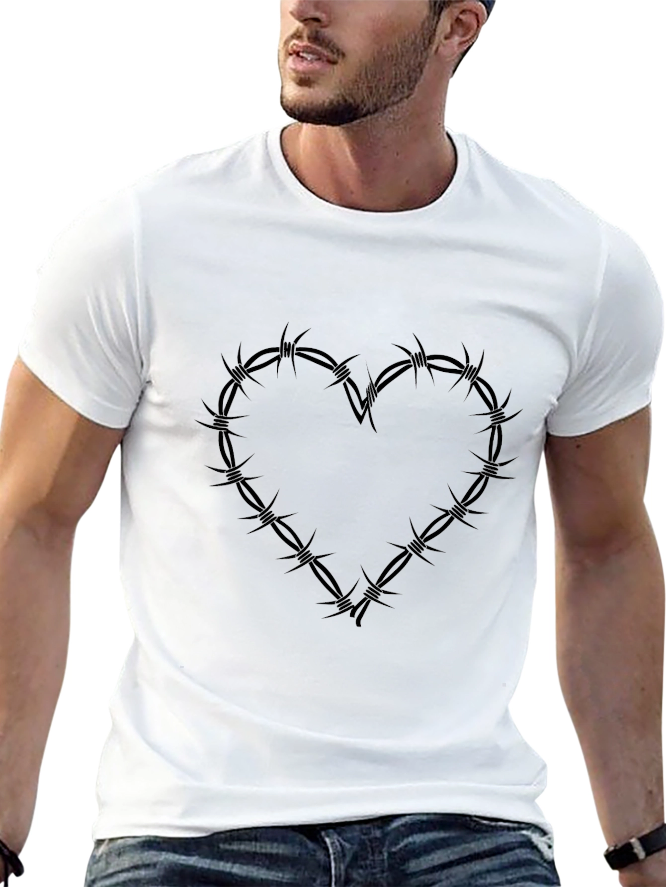 Edgy Heart Barbed Wire Graphic T-Shirt