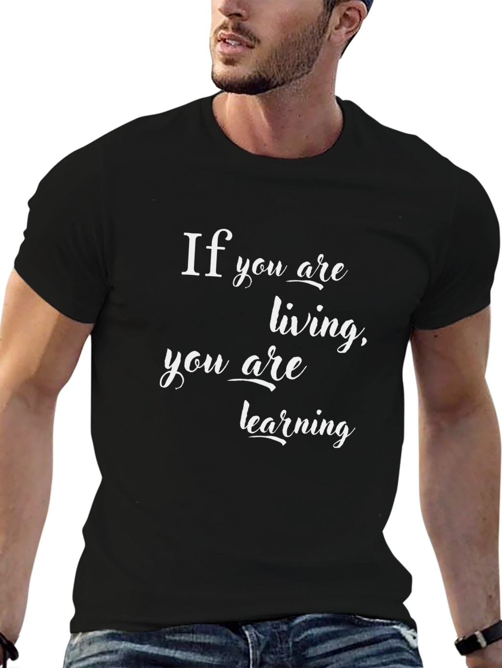 Inspirational Living & Learning Black T-Shirt