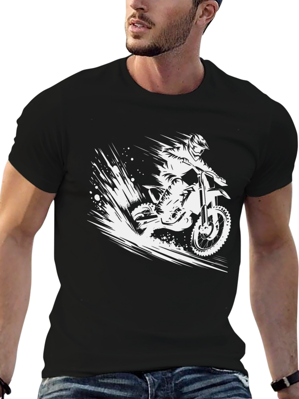 Dirt Bike Rider Graphic Tee - Black