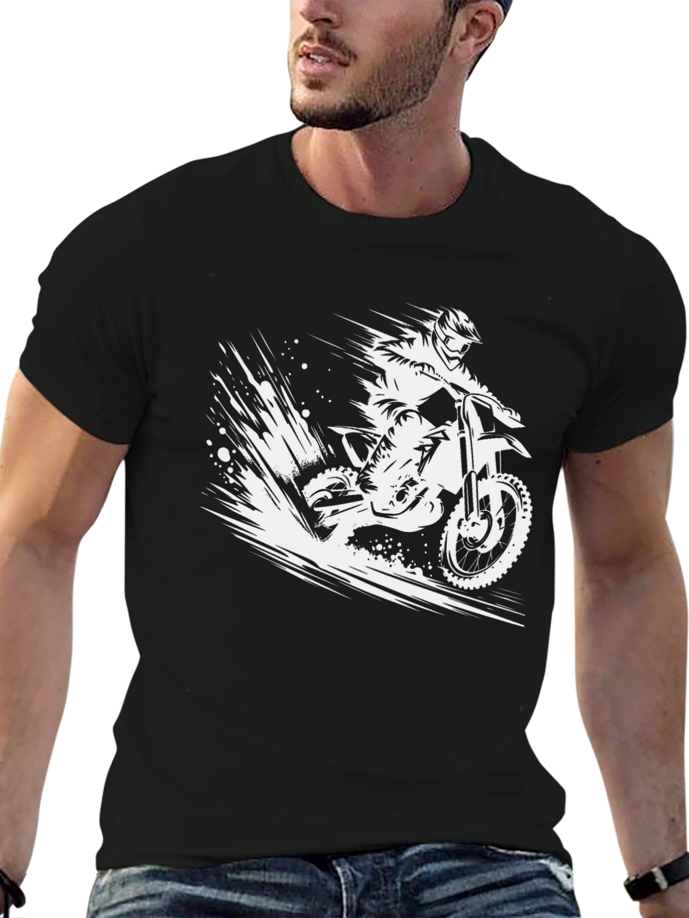 Dirt Bike Rider Graphic Tee - Black