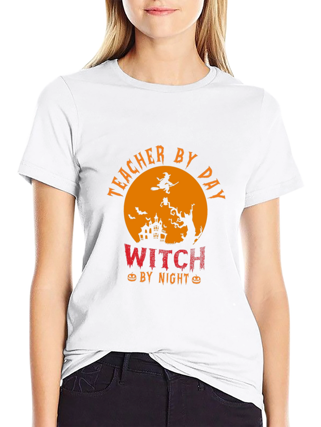 Teacher By Day Witch By Night Halloween T-Shirt