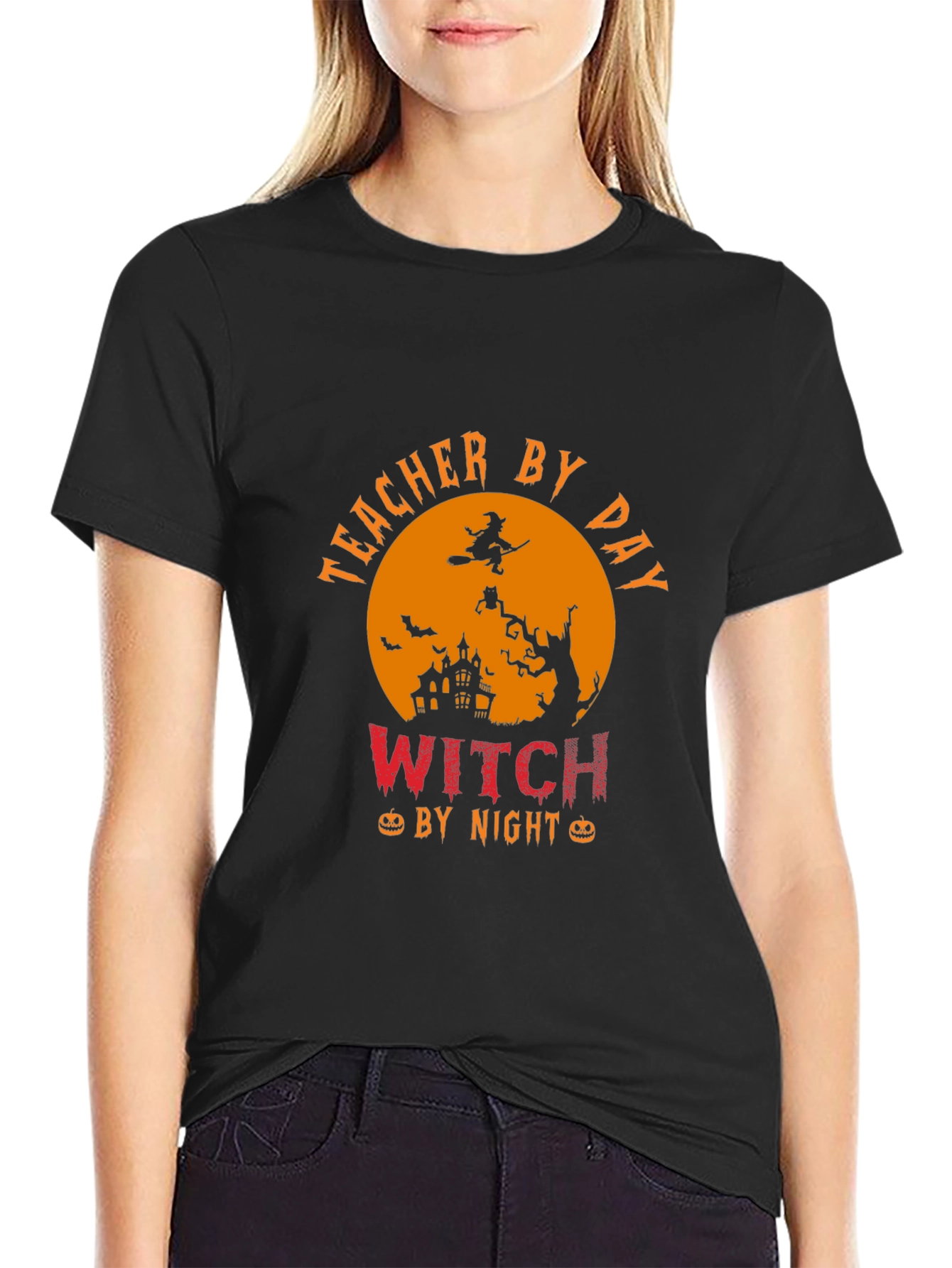 Teacher By Day Witch By Night Halloween T-Shirt