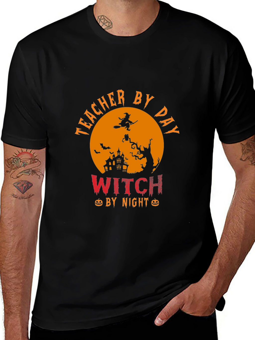 Teacher By Day Witch By Night Halloween T-Shirt