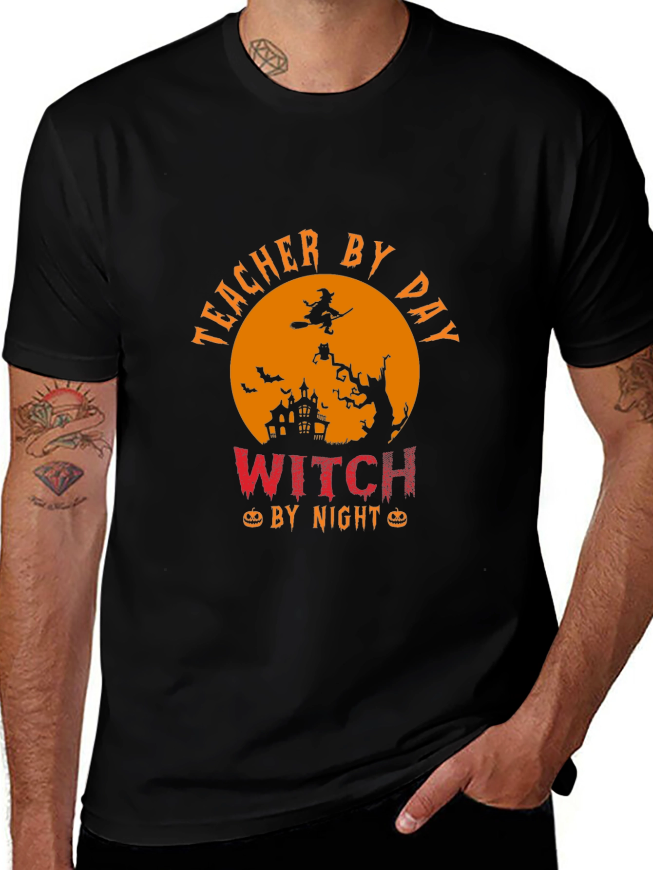 Teacher By Day Witch By Night Halloween T-Shirt