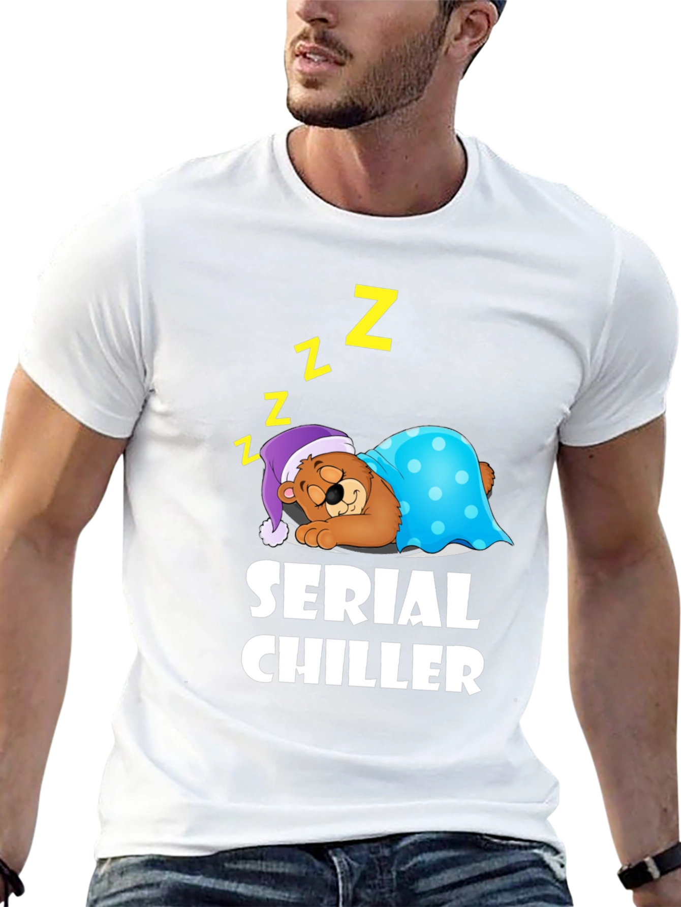 Serial Chiller Graphic T-Shirt Sleeping Bear Cartoon
