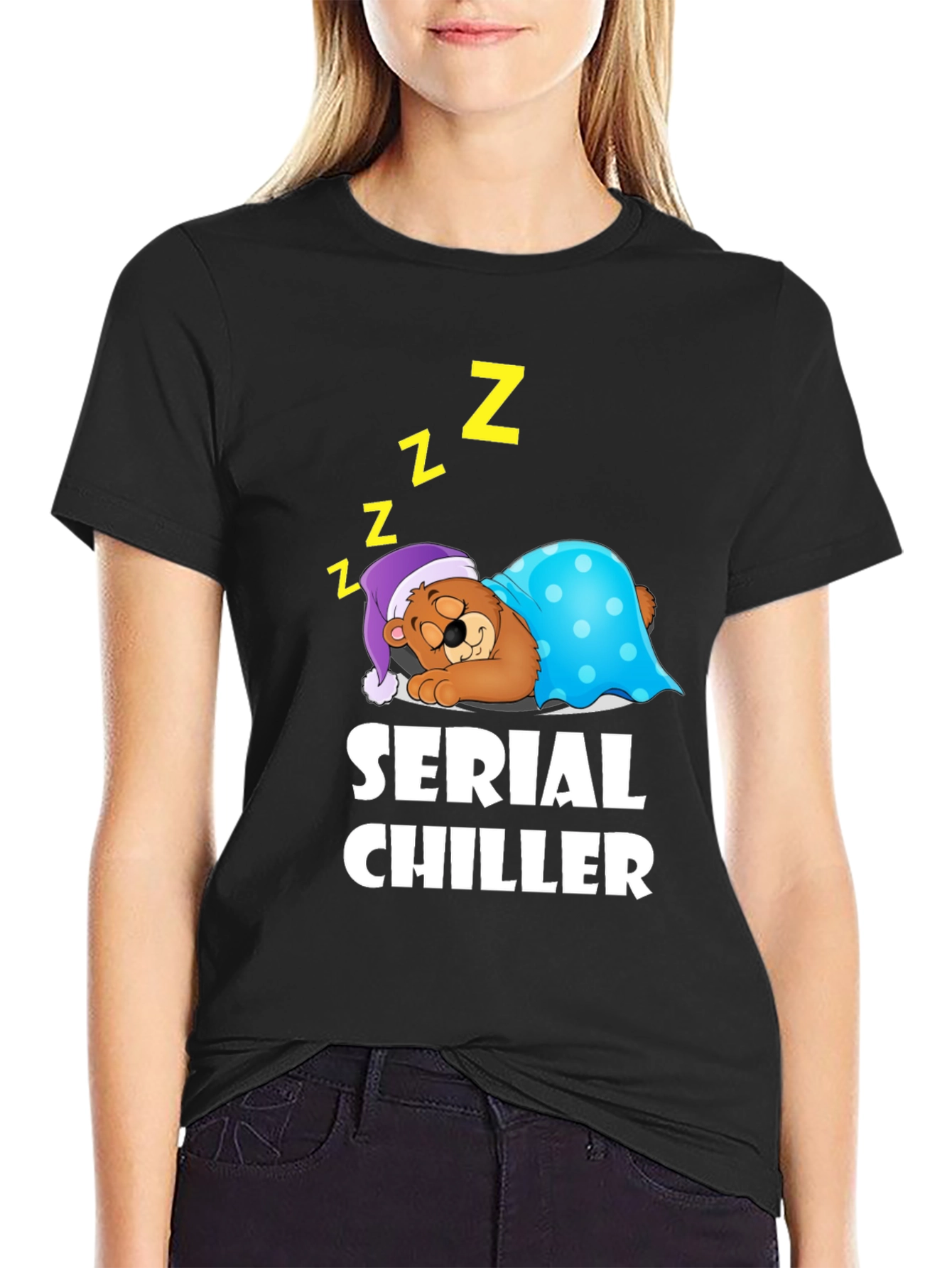 Serial Chiller Graphic T-Shirt Sleeping Bear Cartoon