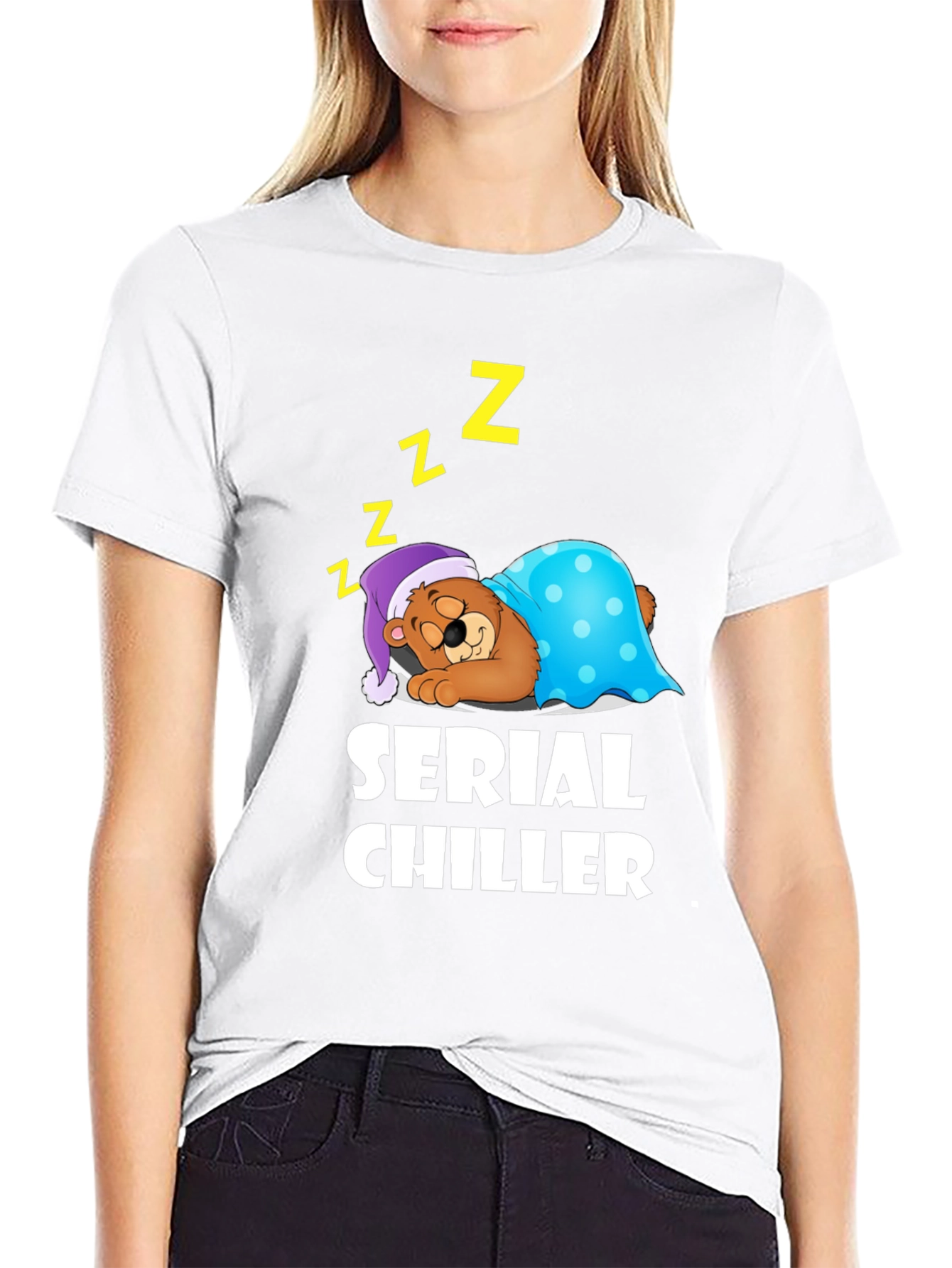 Serial Chiller Graphic T-Shirt Sleeping Bear Cartoon