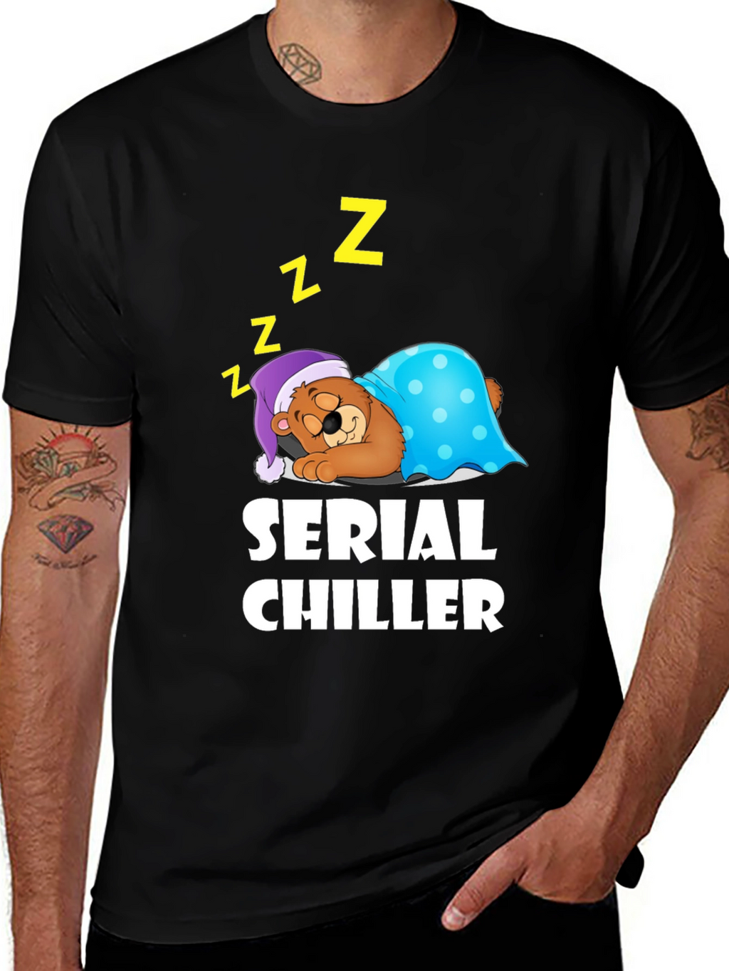 Serial Chiller Graphic T-Shirt Sleeping Bear Cartoon