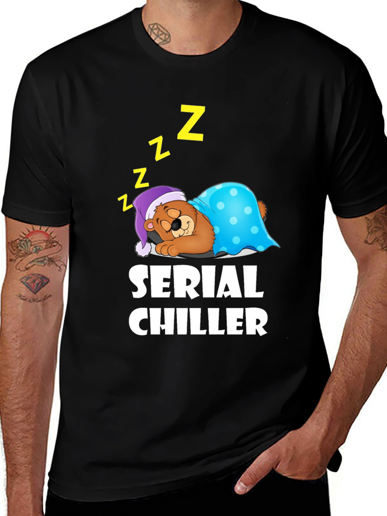 Serial Chiller Graphic T-Shirt Sleeping Bear Cartoon