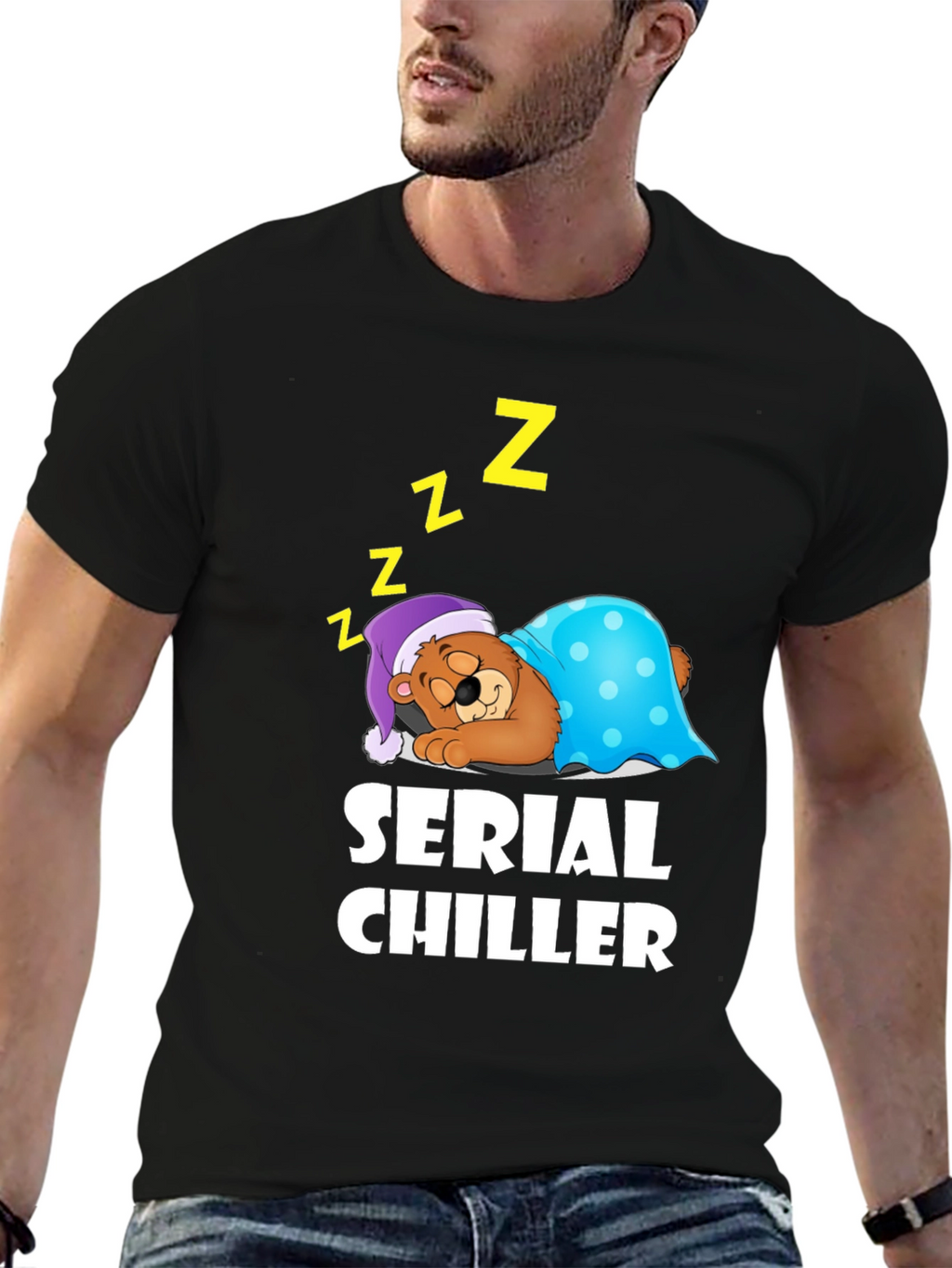 Serial Chiller Graphic T-Shirt Sleeping Bear Cartoon