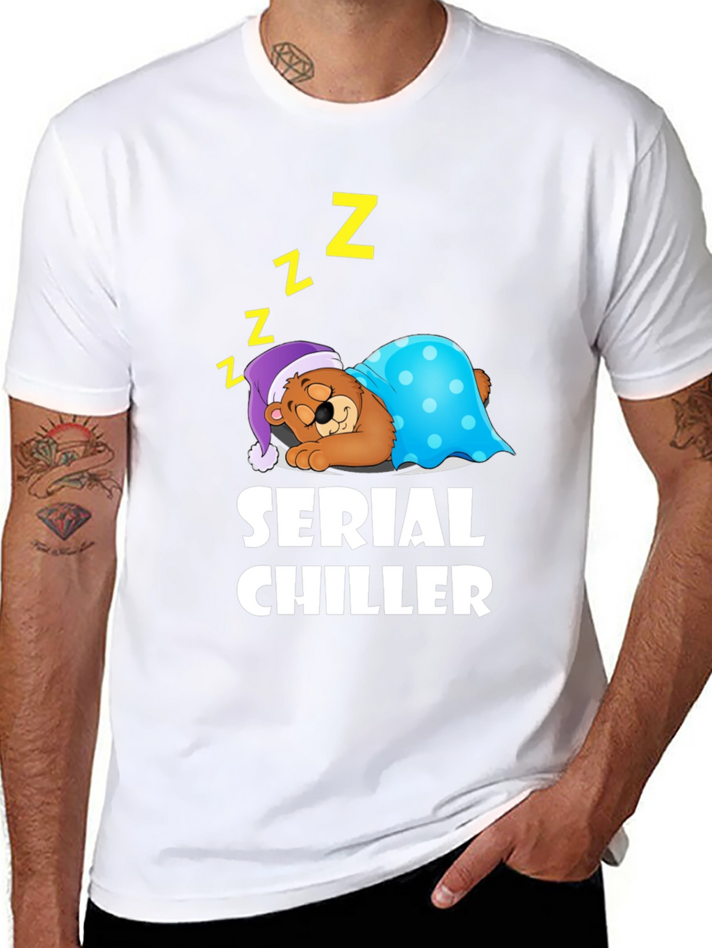 Serial Chiller Graphic T-Shirt Sleeping Bear Cartoon