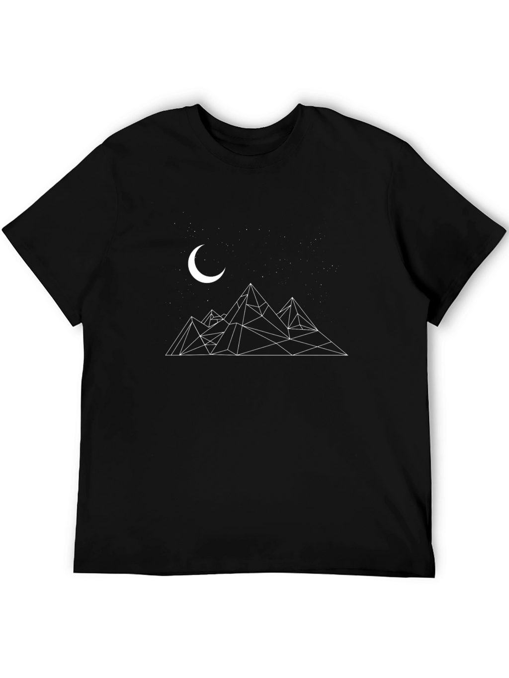 Geometric Mountain & Moon Black T-Shirt