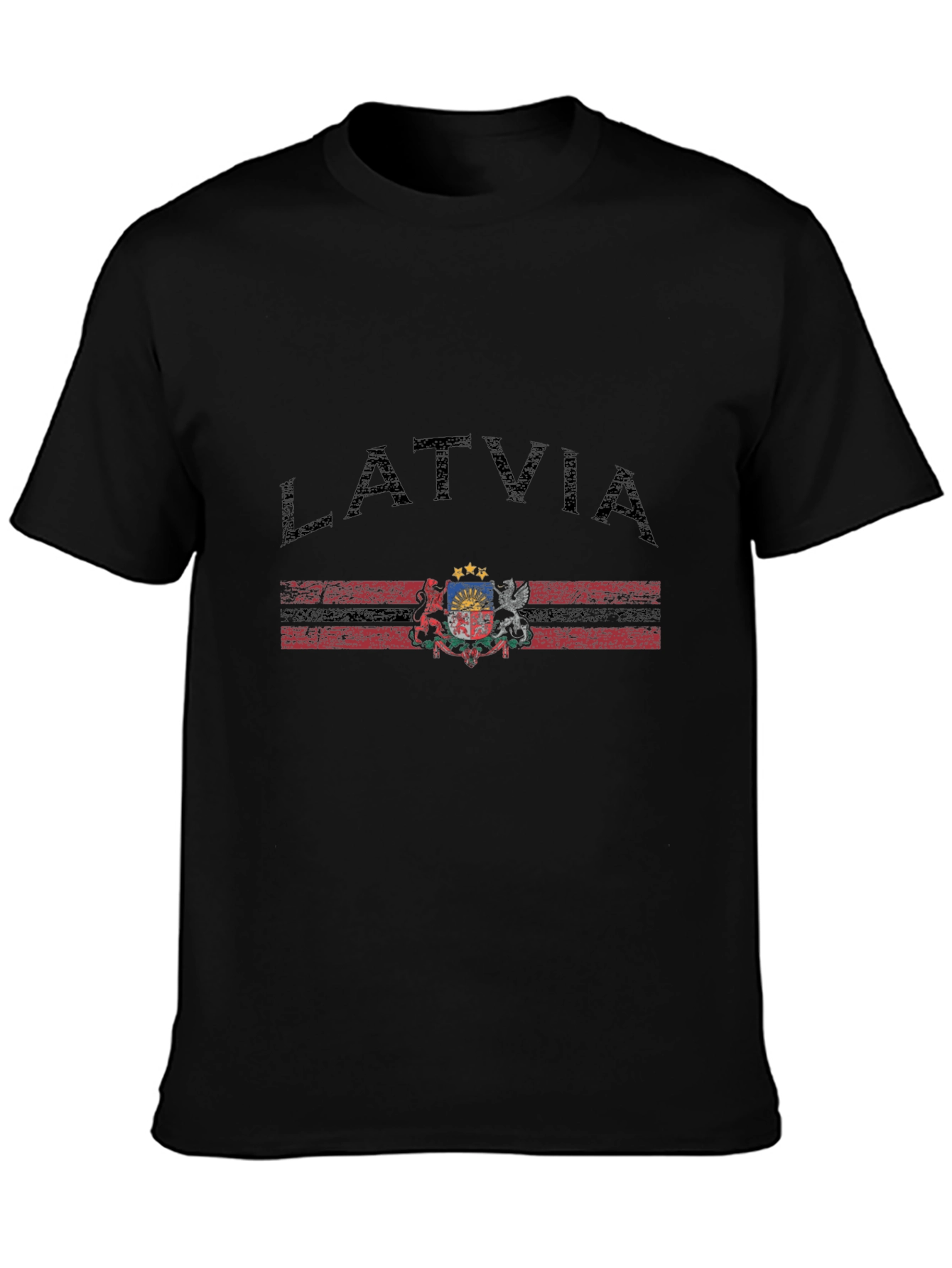 Latvia Flag T-Shirt - Distressed Design