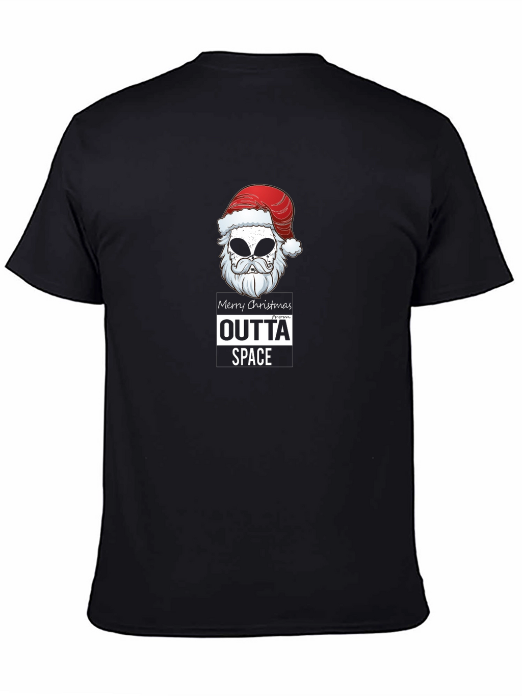 Outta Space Merry Christmas Alien Santa Black T-Shirt