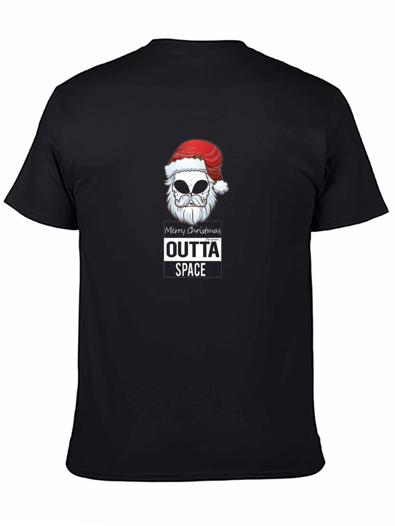Outta Space Merry Christmas Alien Santa Black T-Shirt