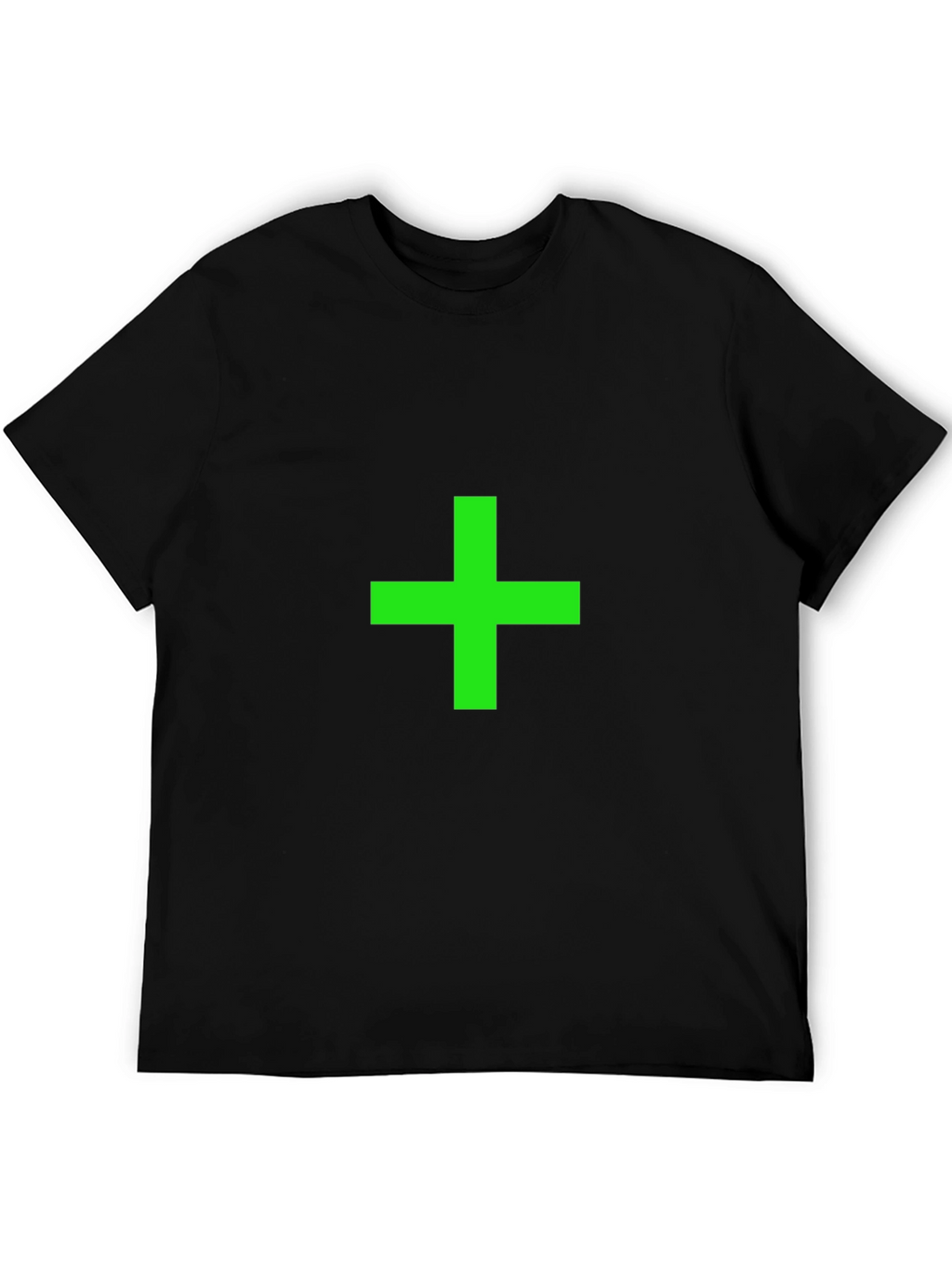 Green Plus Sign Black T-Shirt