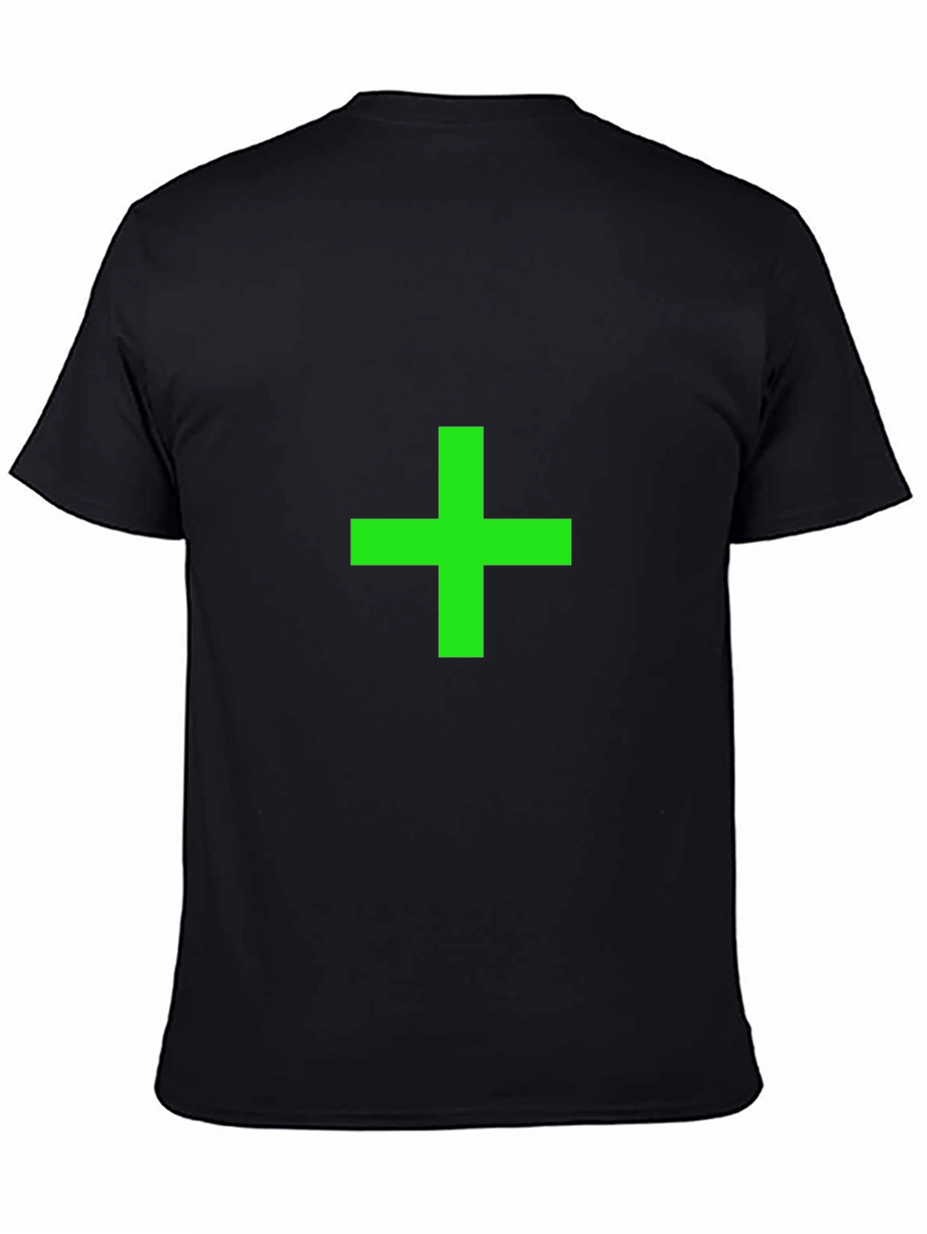 Green Plus Sign Black T-Shirt
