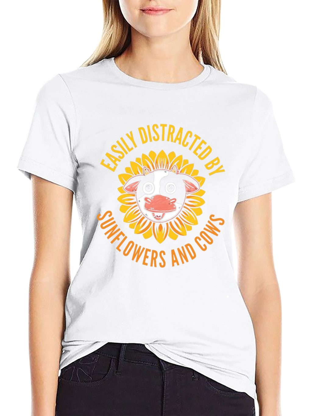 Easily Distracted by Sunflowers and Cows T-Shirt