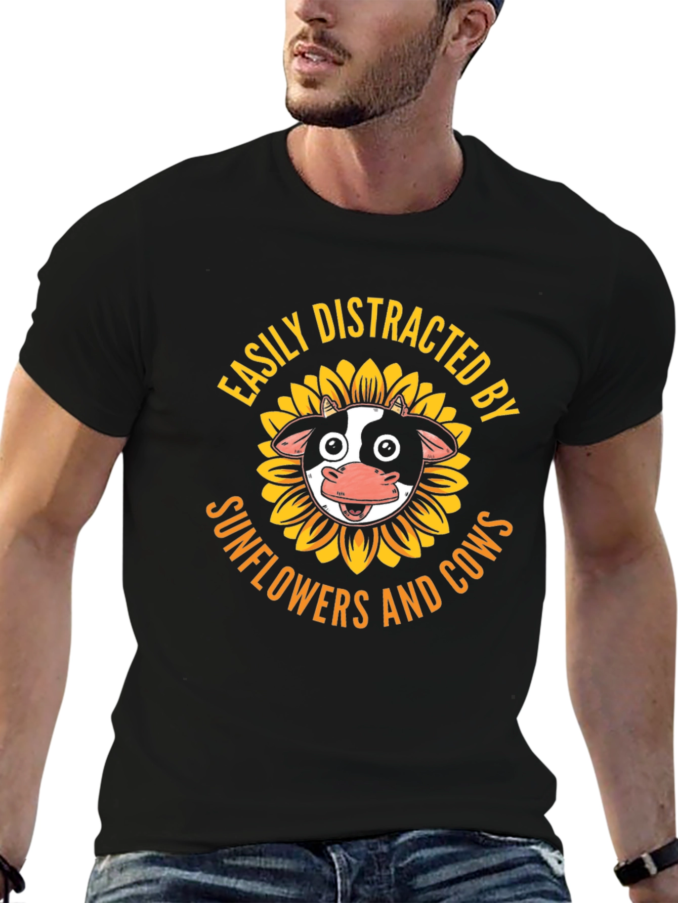 Easily Distracted by Sunflowers and Cows T-Shirt