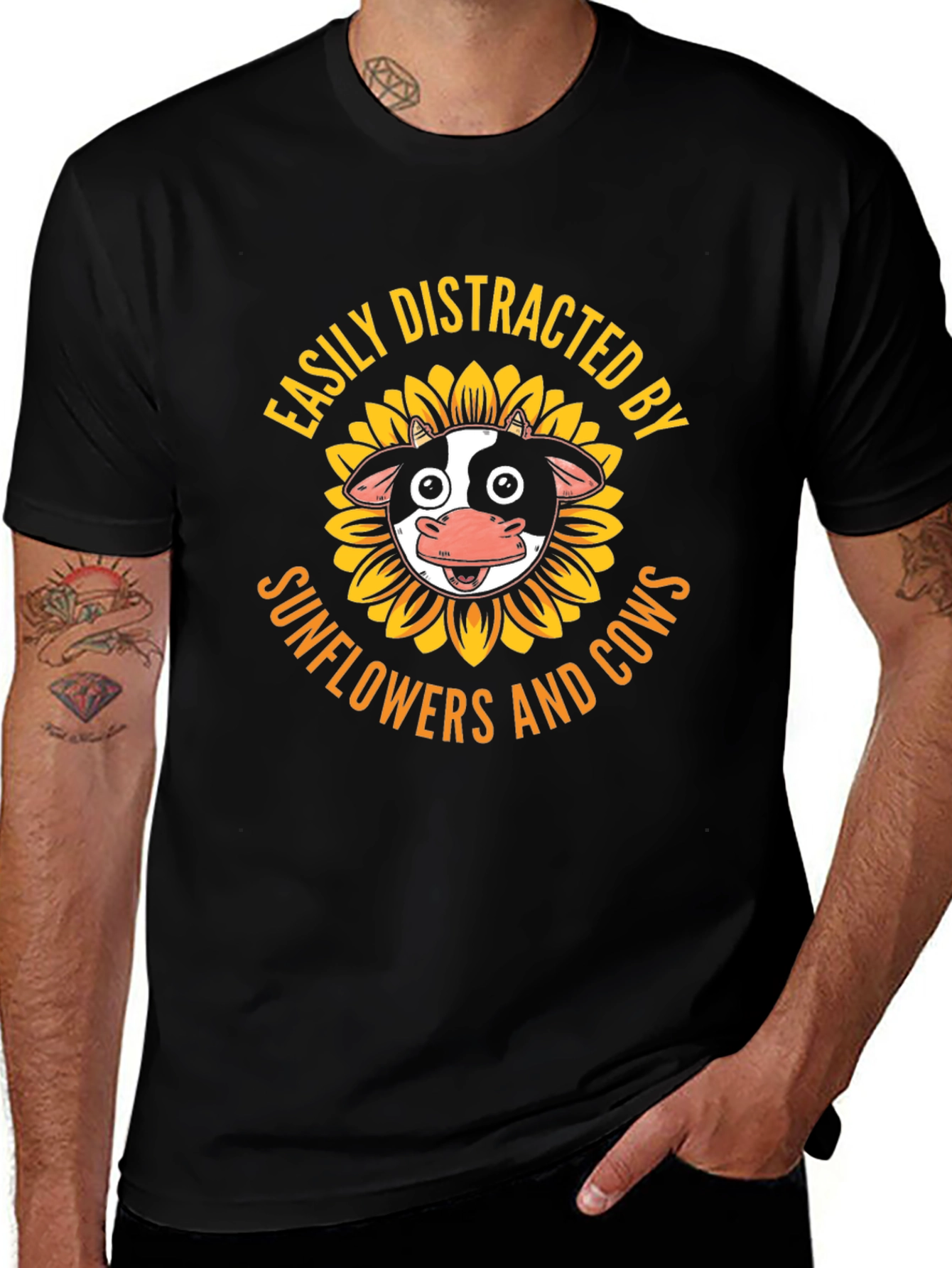 Easily Distracted by Sunflowers and Cows T-Shirt