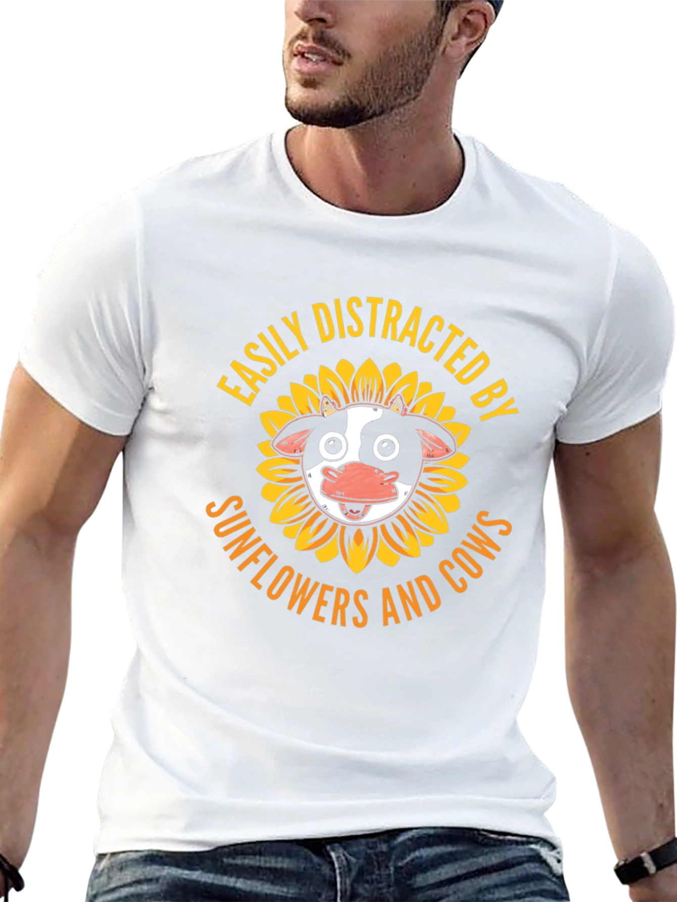 Easily Distracted by Sunflowers and Cows T-Shirt