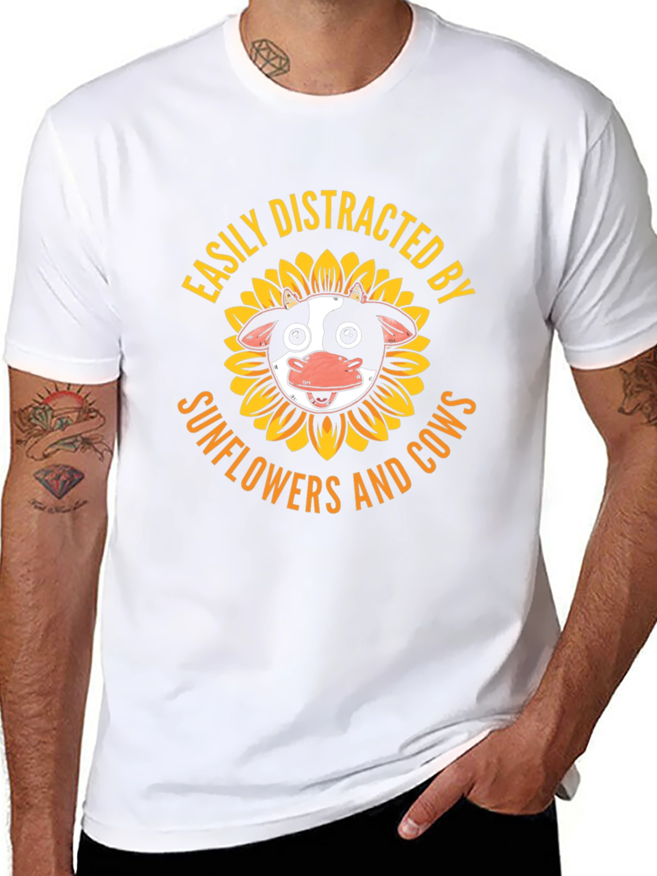 Easily Distracted by Sunflowers and Cows T-Shirt