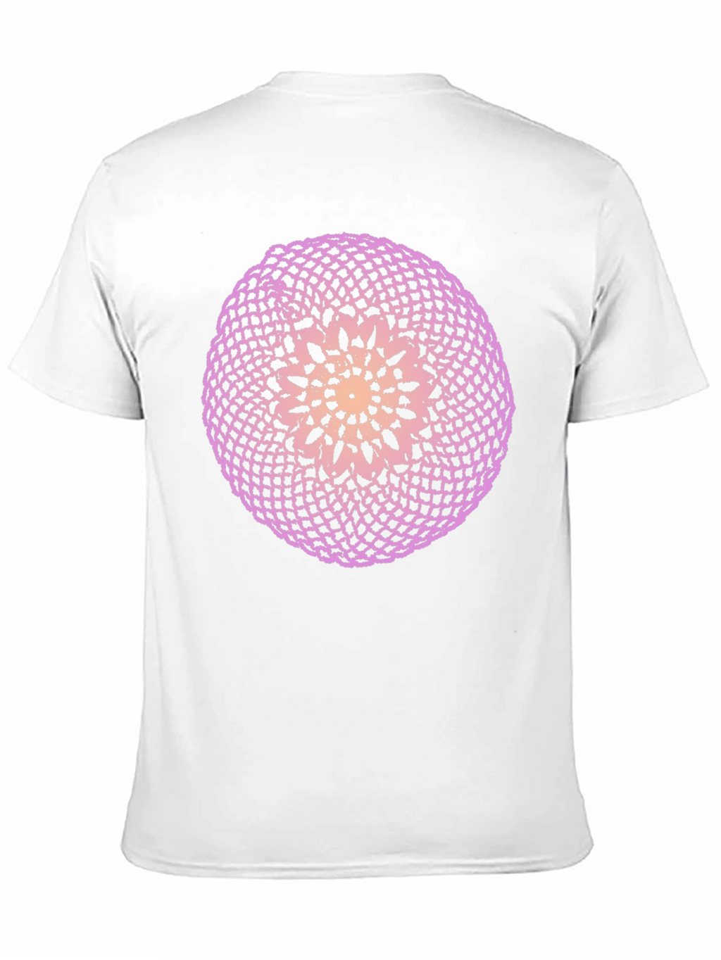 Black T-Shirt with Circular Crochet-Style Graphic