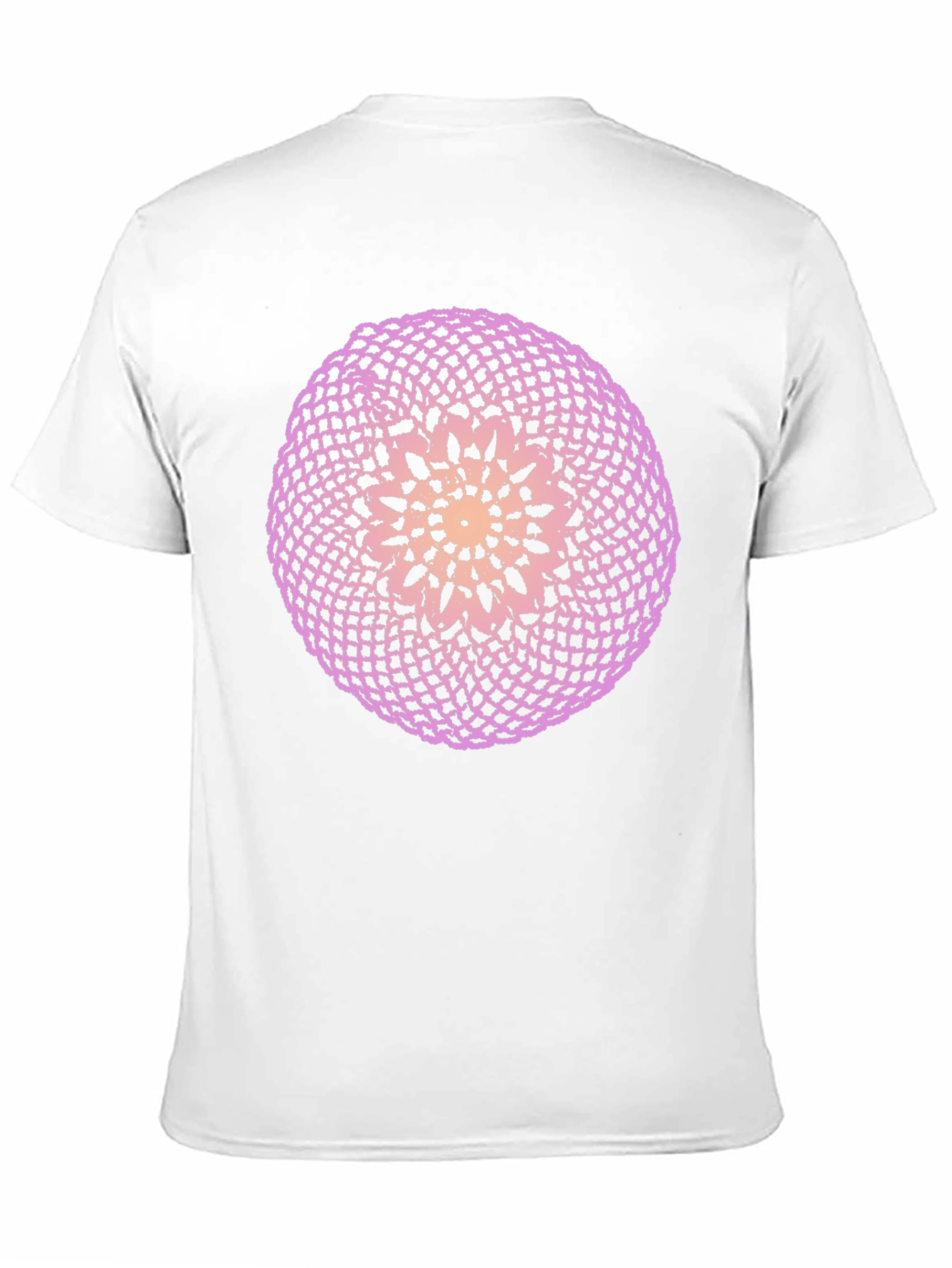 Black T-Shirt with Circular Crochet-Style Graphic